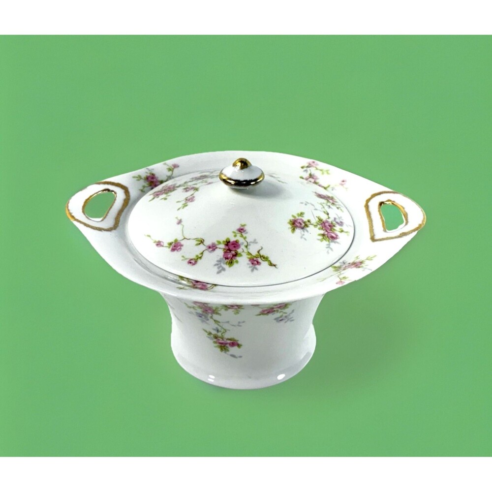 Theodore Haviland New York Pink Spray Floral Covered Sugar Bowl w/Lid